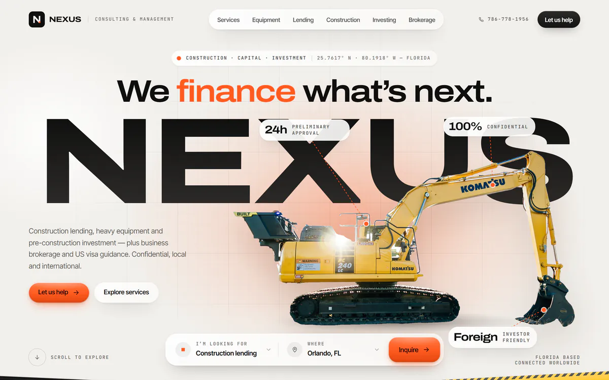 Nexus homepage on desktop